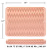 Picture of MicoYang Silicone Dish Drying Mat for Multiple Usage,Easy clean,Eco-friendly,Heat-resistant Silicone Mat for Kitchen Counter or Sink,Refrigerator or drawer liner Pink L 16 inches x 12 inches