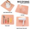 Picture of MicoYang Silicone Dish Drying Mat for Multiple Usage,Easy clean,Eco-friendly,Heat-resistant Silicone Mat for Kitchen Counter or Sink,Refrigerator or drawer liner Pink L 16 inches x 12 inches