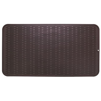 Picture of MicoYang Silicone Dish Drying Mat for Multiple Usage,Easy clean,Eco-friendly,Heat-resistant Silicone Mat for Kitchen Counter or Sink,Refrigerator or Drawer Liner Coffee XXXXL 32 inches x 18 inches