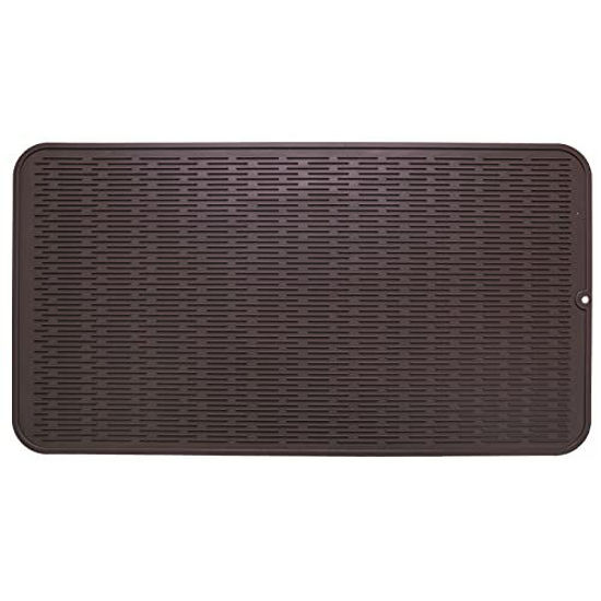Picture of MicoYang Silicone Dish Drying Mat for Multiple Usage,Easy clean,Eco-friendly,Heat-resistant Silicone Mat for Kitchen Counter or Sink,Refrigerator or Drawer Liner Coffee XXXXL 32 inches x 18 inches