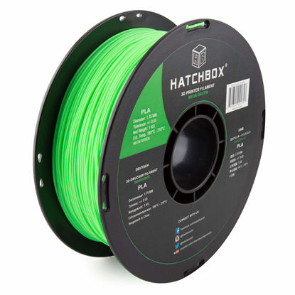Picture of HATCHBOX 1.75mm Neon Green PLA 3D Printer Filament, 1 KG Spool, Dimensional Accuracy +/- 0.03 mm, 3D Printing Filament