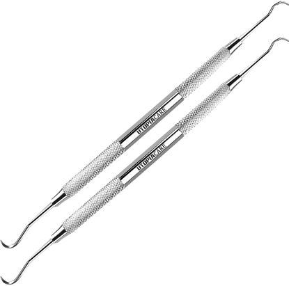 Picture of Professional Dental Tartar Scraper Tool - Dental Pick, Double Ended Tartar Remover for Teeth, Plaque Remover, Tooth Scraper (6.5 Inch, Silver, 2)