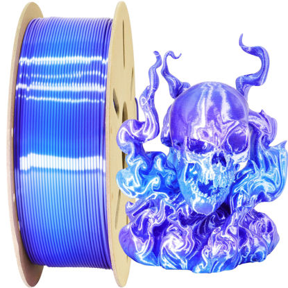Picture of TTYT3D 1.75 PLA 3D Printer Filament Silk Purple Color Change to Sapphire Blue PLA, 1.75mm 1Kg Purple Transfer Blue Silk 3D Printing Filament, Widely Fit 3D Printer, 2 Color Silk PLA Purple to Blue