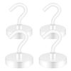 Picture of Neosmuk Magnetic Hooks Heavy Duty, Strong Magnet with Hook for Fridge, Super Neodymium Extra Strength Industrial Hooks for Hanging, Magnetic Hanger for Toolbox, Cruise, Grill(White,4 Pack)