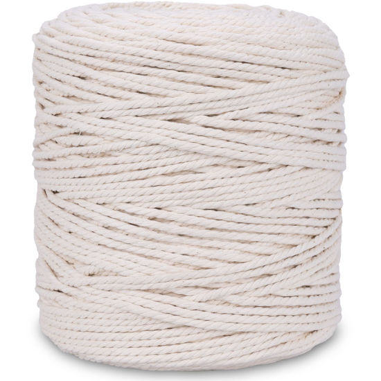 Picture of NOANTA Macrame Cord 3mm x 328Yards, Natural Cotton Macrame Rope Cotton Cord, Perfect Macrame Supplies for Wall Hanging, Plant Hangers, Crafts, Knitting, Decorative Projects