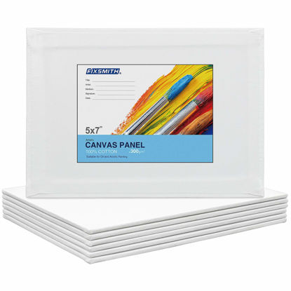 Picture of FIXSMITH Painting Canvas Panel Boards - 5x7 Inch Art Canvas,12 Pack Mini Canvases,Primed Canvas Panels,100% Cotton,Acid Free,Professional Quality Artist Canvas Board for Hobby Painters,Students & Kids