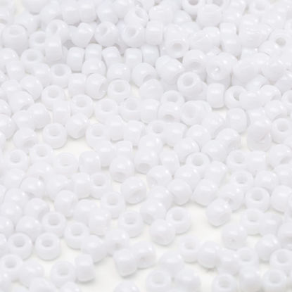 Picture of 1000 Pcs Acrylic White Pony Beads 6x9mm Bulk for Arts Craft Bracelet Necklace Jewelry Making Earring Hair Braiding (White)