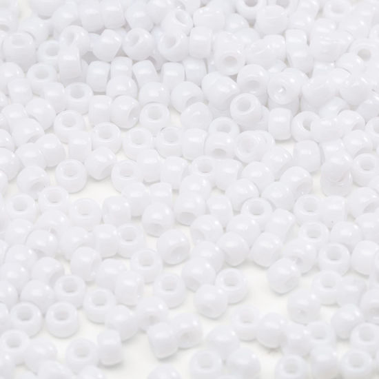 Picture of 1000 Pcs Acrylic White Pony Beads 6x9mm Bulk for Arts Craft Bracelet Necklace Jewelry Making Earring Hair Braiding (White)
