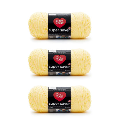 Picture of Red Heart Super Saver Lemon Yarn - 3 Pack of 198g/7oz - Acrylic - 4 Medium (Worsted) - 364 Yards - Knitting/Crochet