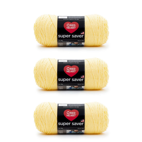 Picture of Red Heart Super Saver Lemon Yarn - 3 Pack of 198g/7oz - Acrylic - 4 Medium (Worsted) - 364 Yards - Knitting/Crochet