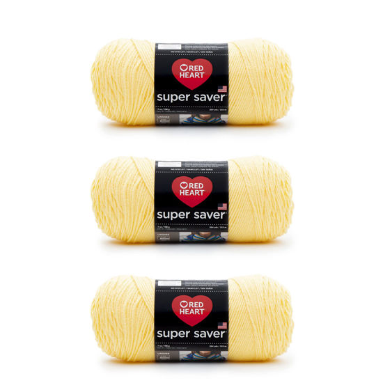 Picture of Red Heart Super Saver Lemon Yarn - 3 Pack of 198g/7oz - Acrylic - 4 Medium (Worsted) - 364 Yards - Knitting/Crochet