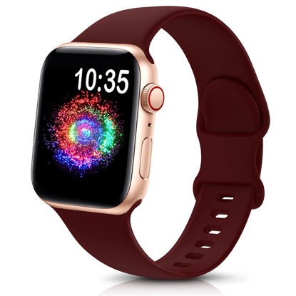 Picture of TreasureMax Sport Band Compatible with Apple Watch Bands 38mm 40mm 41mm 42mm 44mm 45mm 49mm,Soft Silicone Strap Compatible for Apple Watch Series Ultra 8 7 6 5 4 3 2 1 SE Men Women Wine Red 49MM