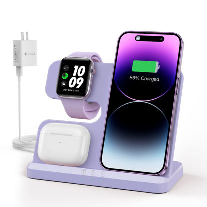 Picture of 𝟮𝟬𝟮𝟯 𝐔𝐩𝐠𝐫𝐚𝐝𝐞𝐝 Wireless Charging Station Wireless Charger for iPhone 14 13 12 11 Pro Max/X Charging Station for Multiple Devices for Apple Watch Ultra SE 8 7 6 5 4 3 2 for AirPods Pro 3 2