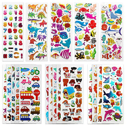 Picture of SAVITA 3D Stickers for Kids & Toddlers 500+ Puffy Stickers Variety Pack for Scrapbooking Bullet Journal Including Animal, Numbers, Fruits, Fish, Dinosaurs, Cars and More…