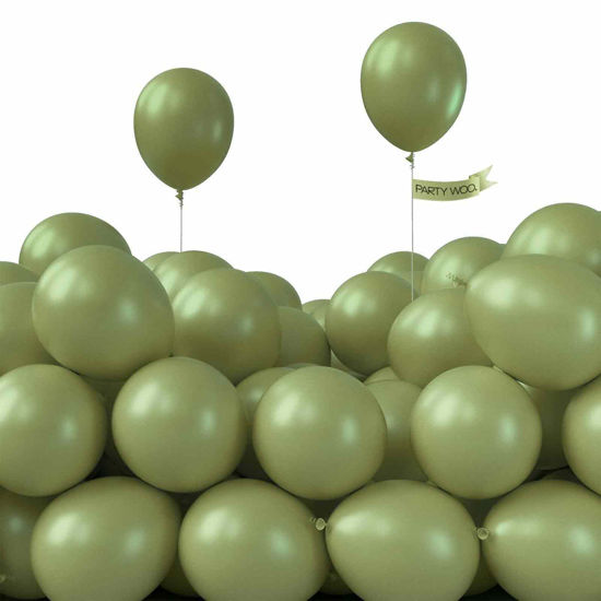 Picture of PartyWoo Retro Green Balloons, 50 pcs 5 Inch Sage Green Balloons, Green Balloons for Balloon Garland Arch as Party Decorations, Birthday Decorations, Wedding Decorations, Baby Shower Decorations