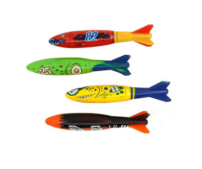 Picture of ZHFUYS Pool Toy, Throwing Diving Torpedo Shark Underwater Swimming Toy,4 Pack