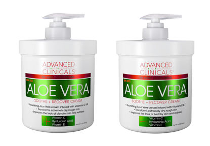 Picture of Advanced Clinicals Aloe Vera, Vitamin C & Hyaluronic Acid Face & Body Cream, Moisturizing Skincare for Dry, Age Spots & Sun Damaged Skin, 16 oz (Pack of 2)