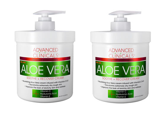 Picture of Advanced Clinicals Aloe Vera, Vitamin C & Hyaluronic Acid Face & Body Cream, Moisturizing Skincare for Dry, Age Spots & Sun Damaged Skin, 16 oz (Pack of 2)