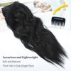 Picture of KooKaStyle Invisible Wire Hair Extensions with Transparent Wire Adjustable Size 4 Secure Clips Long Wavy Secret Hairpiece (24 Inch, Black)