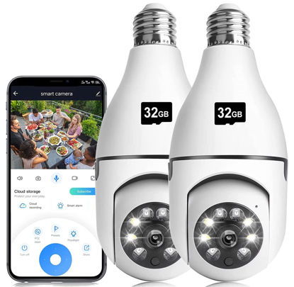 Picture of YUOCHY Light Bulb Security Camera, 1080P 2.4G&5G WiFi Home Security Camera, 355° Motion Detection Alarm Night Vision Light Socket Bulb Security Camera Compatible with Alexa & Google Assistant