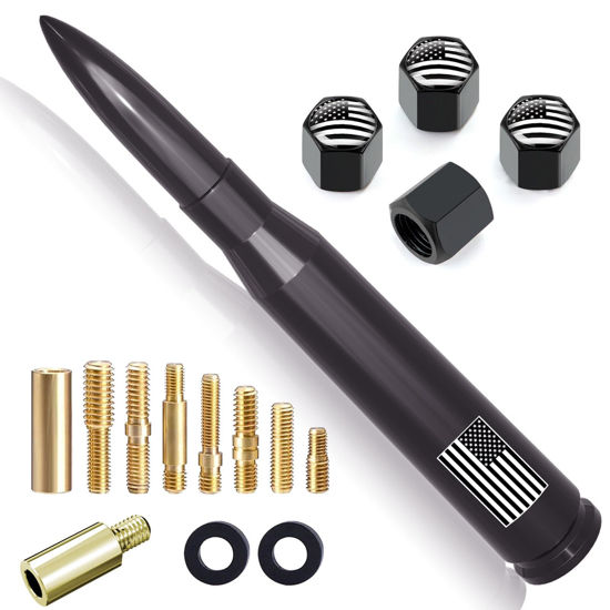 GetUSCart Car Truck Antenna with Valve Stem Caps American Flag