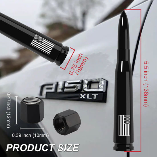 GetUSCart Car Truck Antenna with Valve Stem Caps American Flag