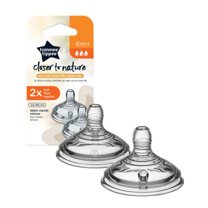 Picture of Tommee Tippee Closer to Nature Fast Flow Baby Bottle Nipples, 6+ months - 2pk