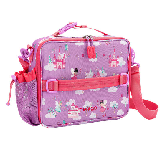 Picture of Bentgo® Kids Lunch Bag - Durable, Double Insulated, Water-Resistant Fabric, Interior & Exterior Zippered Pockets, Water Bottle Holder - Ideal for Children 3+ (Fairies)