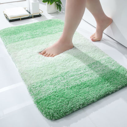 Picture of OLANLY Luxury Bathroom Rug Mat, Extra Soft and Absorbent Microfiber Bath Rugs, Non-Slip Plush Shaggy Bath Carpet, Machine Wash Dry, Bath Mats for Bathroom Floor, Tub and Shower, 30x20, Green