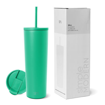Picture of Simple Modern Insulated Tumbler with Lid and Straw | Iced Coffee Cup Reusable Stainless Steel Water Bottle Travel Mug | Gifts for Women Men Her Him | Classic Collection | 28oz | Island Jade