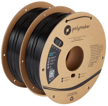 Picture of Polymaker PETG Filament 1.75mm Bundle 2x1kg, Strong Black PETG 3D Printer Filament Bundle - PolyLite PETG 1.75mm Black 3D Printing Filament 2 Rolls, Print with Most 3D Printers