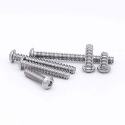 Picture of 1/4-20 x 2-1/4" Button Head Socket Cap Bolts Screws, 304 Stainless Steel 18-8, Allen Hex Drive, Bright Finish, Fully Machine Thread, Pack of 15