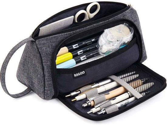 Picture of EASTHILL Big Capacity Pencil Case Large Storage Pouch Marker Pen Pencil Stationery Bag for Middle High School College Office Student Girl Women Adult Teen Gift - Dark Gray
