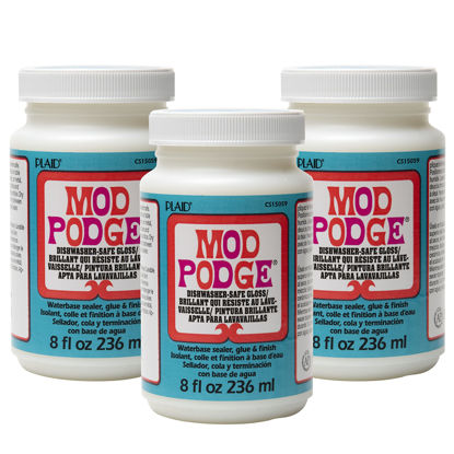 Picture of Mod Podge Dishwasher Safe Waterbased Sealer, Decoupage Glue with Gloss Finish, 8 fl oz (Pack of 3), Clear (CS15059A)