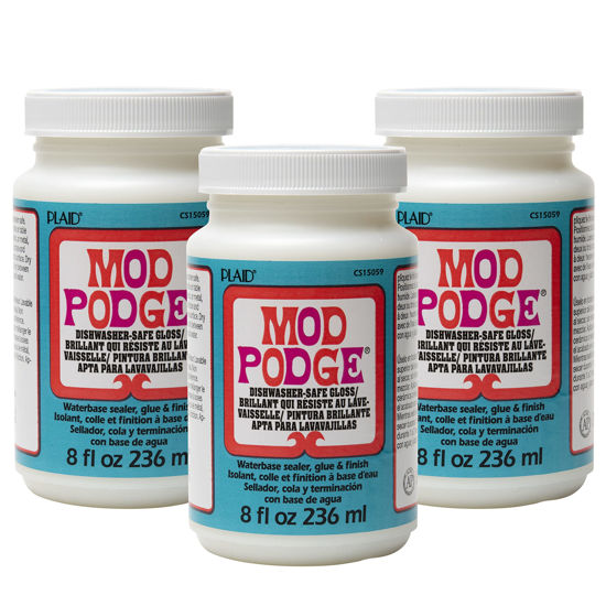 Picture of Mod Podge Dishwasher Safe Waterbased Sealer, Decoupage Glue with Gloss Finish, 8 fl oz (Pack of 3), Clear (CS15059A)