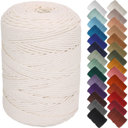 Picture of NOANTA Beige Macrame Cord 3mm x 328yards, Colored Macrame Rope, Cotton Rope Macrame Yarn, Colorful Cotton Craft Cord for Wall Hanging, Plant Hangers, Crafts, Knitting