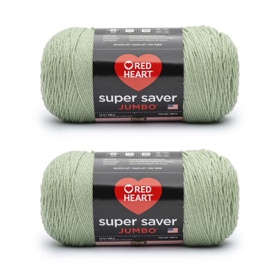 Picture of Red Heart Super Saver Jumbo Frosty Green Yarn - 2 Pack of 14oz/396g - Acrylic - 4 Medium (Worsted) - 744 Yards - Knitting/Crochet