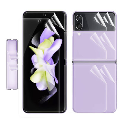 Picture of CWQZGUF [2Set 10PCS] Galaxy Z Flip 4 Screen Protector, Inside TPU Film + Full Covered Outer + Back Cover Screen Protector, High Clarity, Anti-Shatter, Bubble Free for Samsung Galaxy Z Flip 4 5G Screen Protector