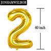 Picture of 21 Number Balloons Gold Big Giant Jumbo Number 21 Foil Mylar Balloons for 12th or 21st Birthday Party Supplies 21 Anniversary Events Decorations