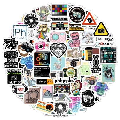 Picture of 100Pcs Photography Stickers, Camera Stickers for Water Bottles, Laptop, Scrapbooking, Planners - Photographer Gifts Women, Camera Gifts for Photographers Women, Photography Accessories