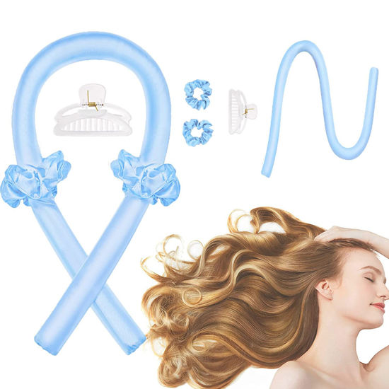 Picture of Heatless Curling Rod Headband, No Heat Curl Ribbon with Hair Clips and Scrunchie, Sleeping Curls Silk Ribbon Hair Rollers