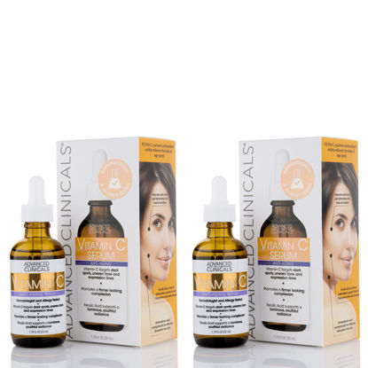 Picture of Advanced Clinicals Vitamin C Facial Serum Skin Care Anti-Aging Moisturizer Potent Vitamin C Face Lotion For Dry Skin, Age Spots, Wrinkle Repair, & Uneven Skin Tone, 1.75 Fl Oz (Pack of 2)