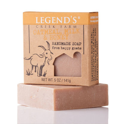 Picture of Legend’s Creek Farm, Goat Milk Soap, Moisturizing Cleansing Bar for Hands and Body, Creamy Lather and Nourishing, Gentle For Sensitive Skin, Handmade in USA, 5 Oz Bar (Oatmeal, Milk & Honey O.S.)