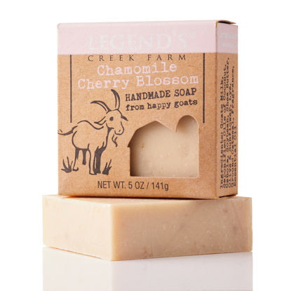 Picture of Legend's Creek Farm Goat Milk Soap, Moisturizing Cleansing Bar for Hands and Body, Creamy Lather and Nourishing, Gentle For Sensitive Skin, Handmade in USA (Chamomile Cherry Blossom, Single)