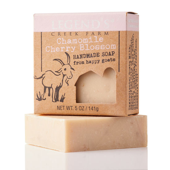 Picture of Legend's Creek Farm Goat Milk Soap, Moisturizing Cleansing Bar for Hands and Body, Creamy Lather and Nourishing, Gentle For Sensitive Skin, Handmade in USA (Chamomile Cherry Blossom, Single)