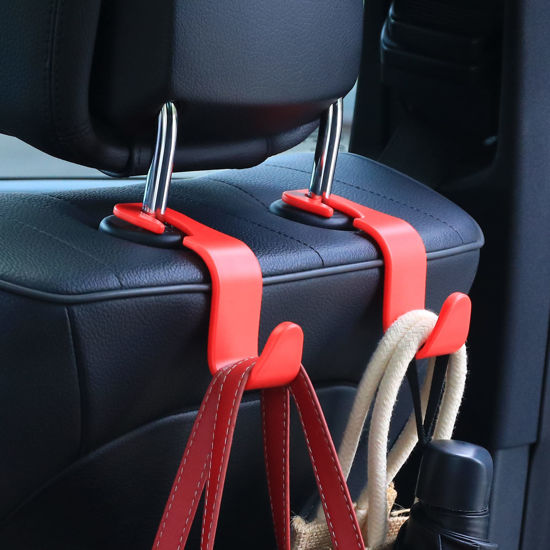 GetUSCart- Amooca Car Seat Headrest Hook 4 Pack Hanger Storage Organizer  Universal for Handbag Purse Coat Universal fit Vehicle Car S Type Red