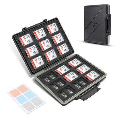 Picture of [High Capacity] 54 Slots Memory Card Case for 36 Micro SD and 18 SD Cards with Labels,Water-Resistant Anti-Shock Anti-Dust,Micro SD/SDHC/SDXC TF Card and SD/SDHC/SDXC Holder Organizer Storage