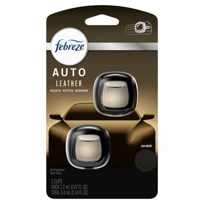 Picture of Febreze Car Vent Clip Air Freshener, Odor Eliminator for Up to 30 Days Freshness, 2 Clips (Leather)