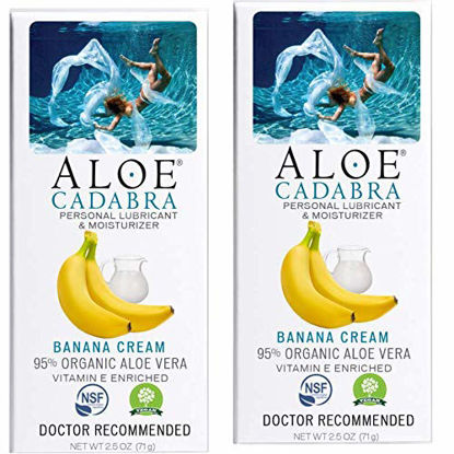 Picture of Aloe Cadabra Organic Flavored Lube Organic Water Based Personal Lubricant & Moisturizer for Women, Men & Couple, 2.5 Ounce, Banana Cream (Pack of 2)