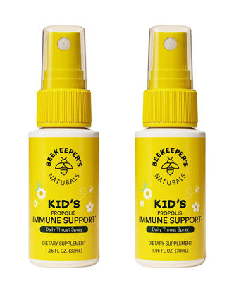 Picture of Beekeeper's Naturals Kids Propolis Throat Spray 95% Bee Propolis Extract - Natural Immune Support & Sore Throat Relief, Antioxidants & Gluten-Free, 1.06 oz (Pack of 2)